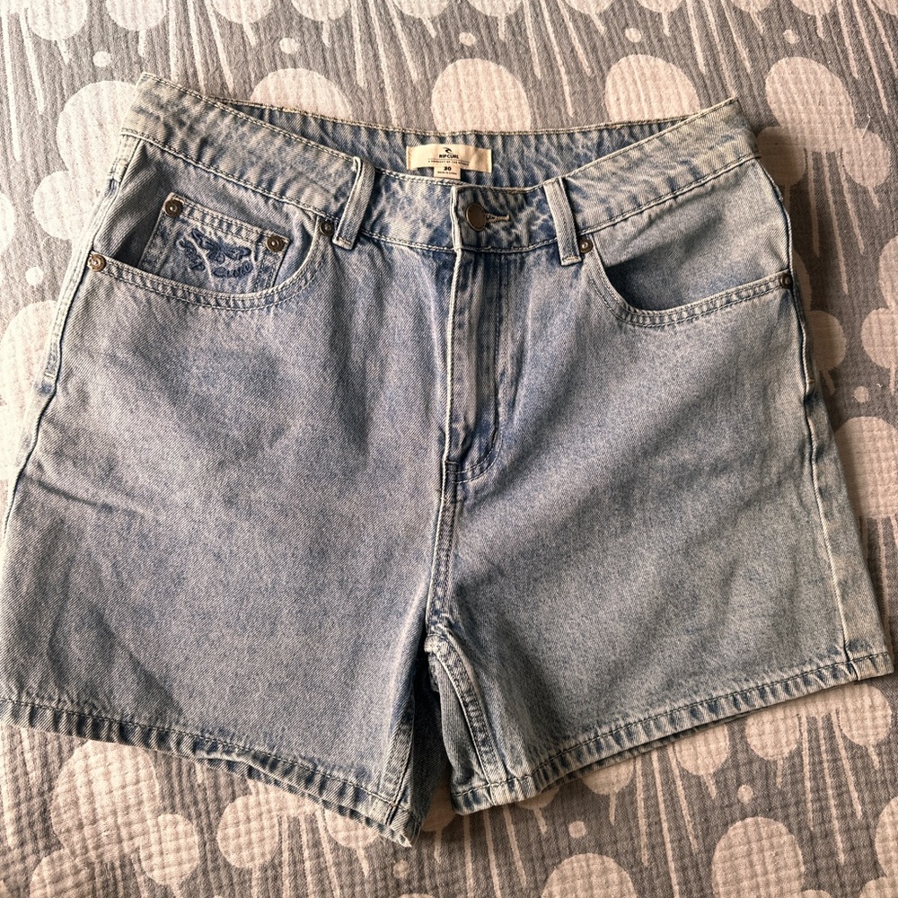 Rip Curl Vintage High-Waisted Denim Shorts (Size 30)